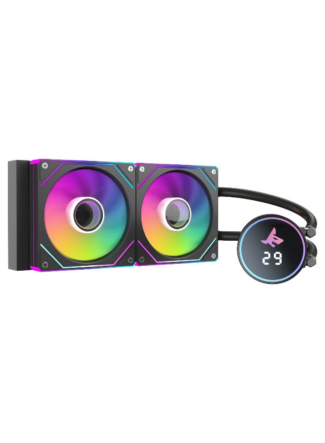 SHARX JAWS 240mm Liquid CPU Cooler with Dual 120mm ARGB Fans, High-Density Aluminum Radiator, Quiet Aluminum Pump, 250W TDP Support, Intel & AMD Compatible, Black - Image 1